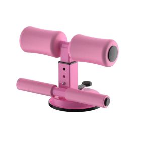 Sit Up Bar Floor, Portable Sit Up Exercise Equipment with Strong Suction Cups and Adjustable Foot Holder - Pink